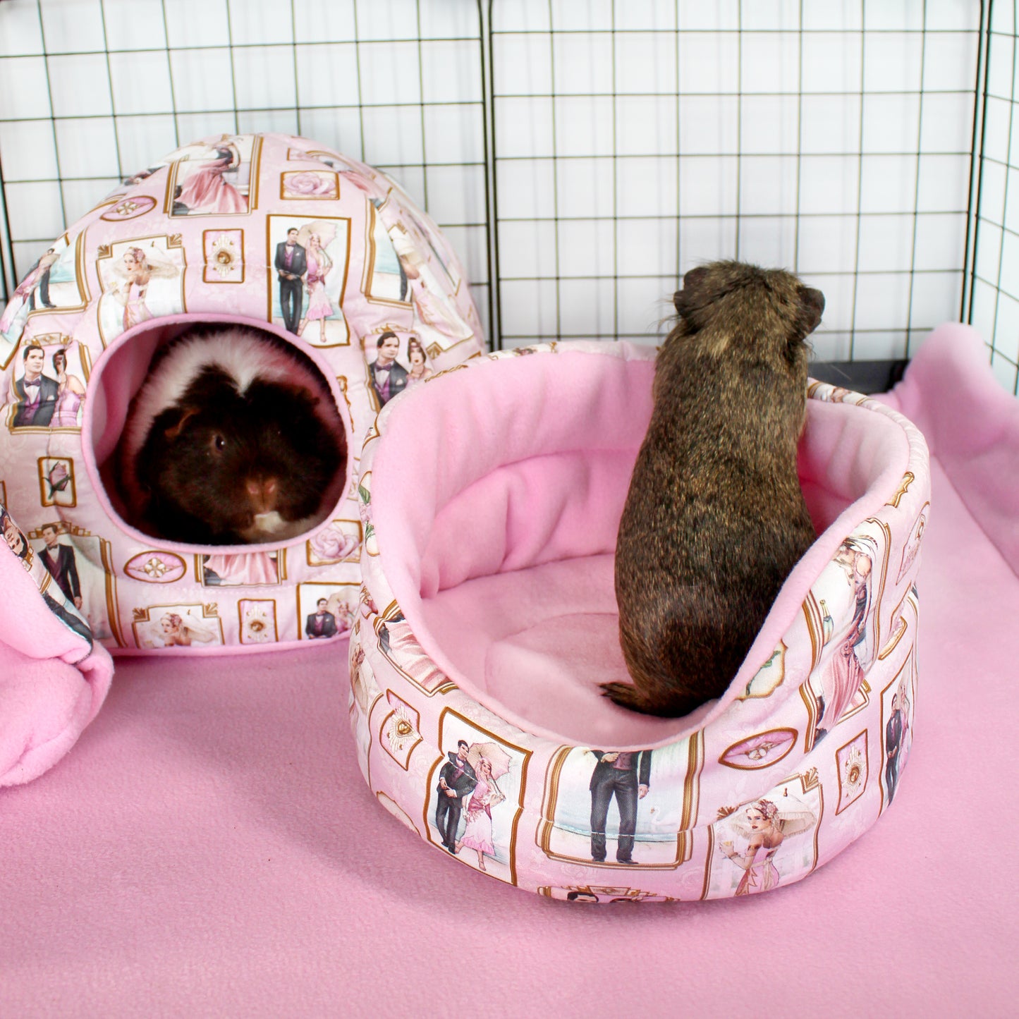 Pink Art Deco Guinea Pig Accessory Bundle