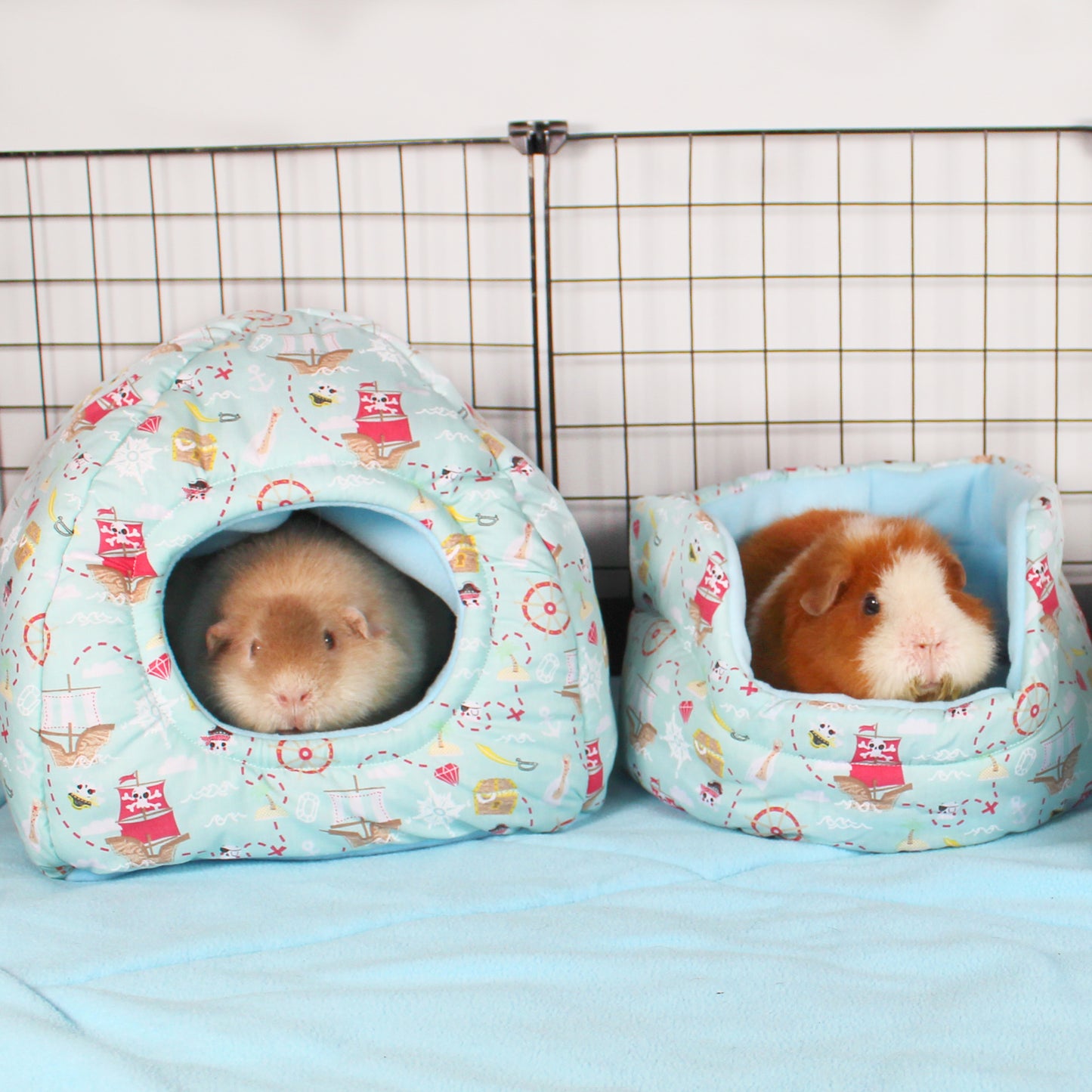 Pirate Themed Guinea Pig Accessory Bundle, hidey house and cuddle cup bed being used to create a pirate theme