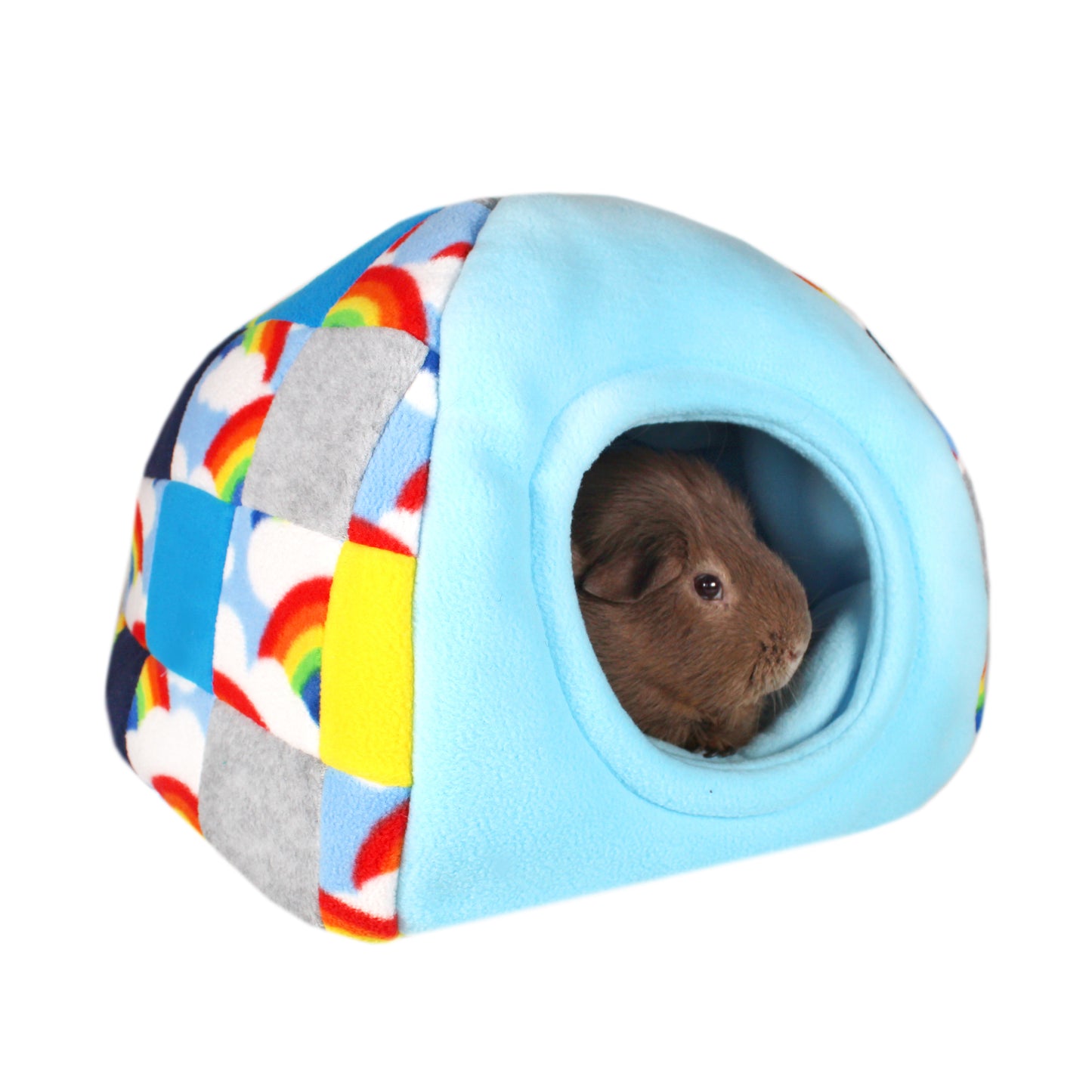 Patchwork Blue Rainbow Guinea Pig Accessory Bundle