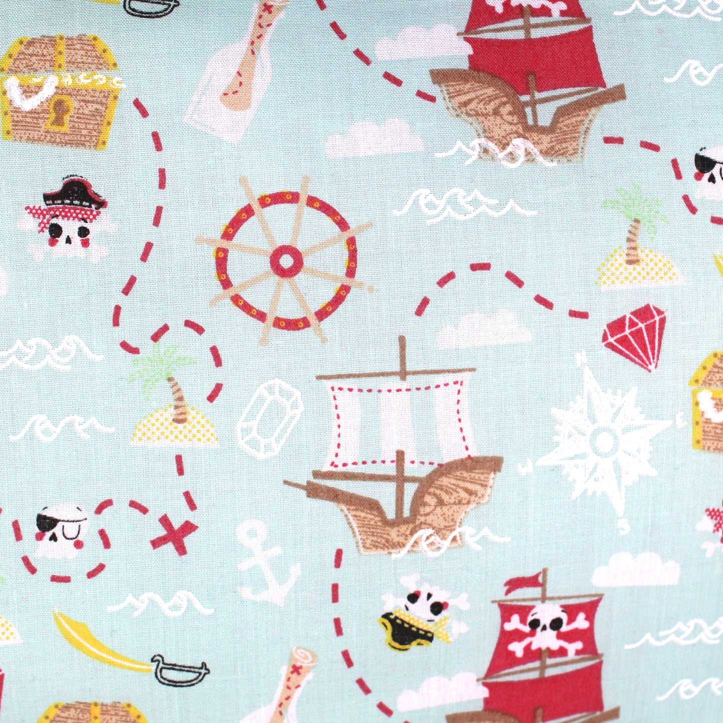 Pirate Themed Guinea Pig Accessory Bundle, close up of the pirate treasure map cotton used in this collection of guinea pig cage accessories
