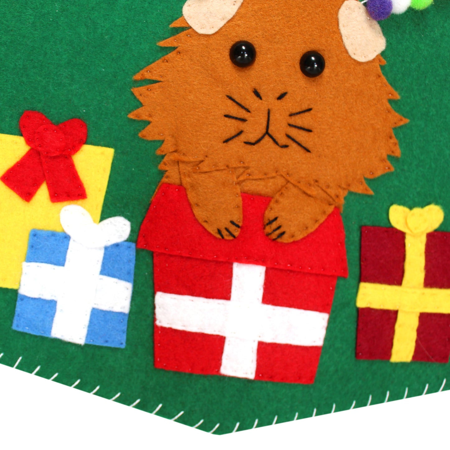 Handcrafted Guinea Pig In A Christmas Present - Wall Art Flag