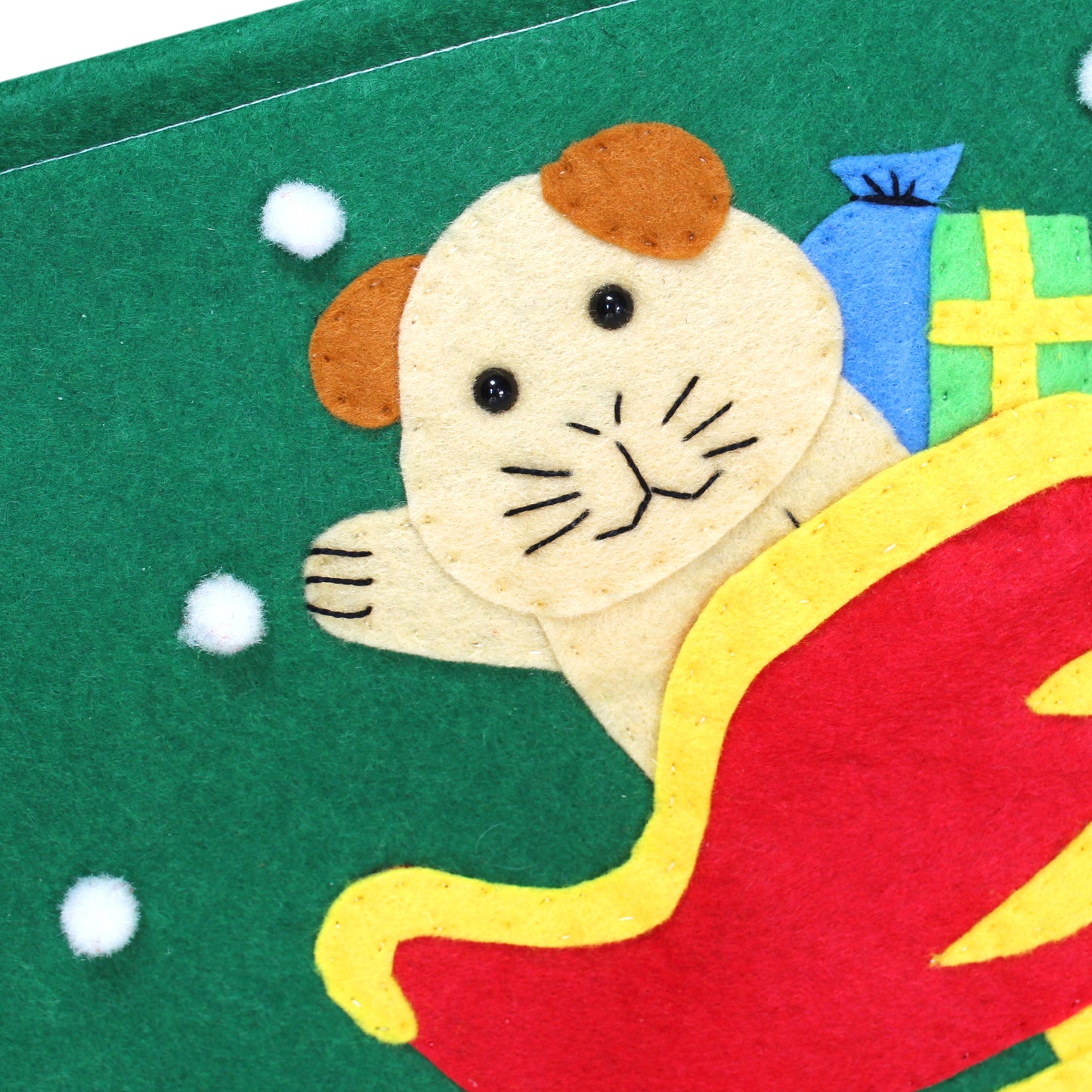 Handcrafted Guinea Pig On Sleigh - Green Wall Art Flag