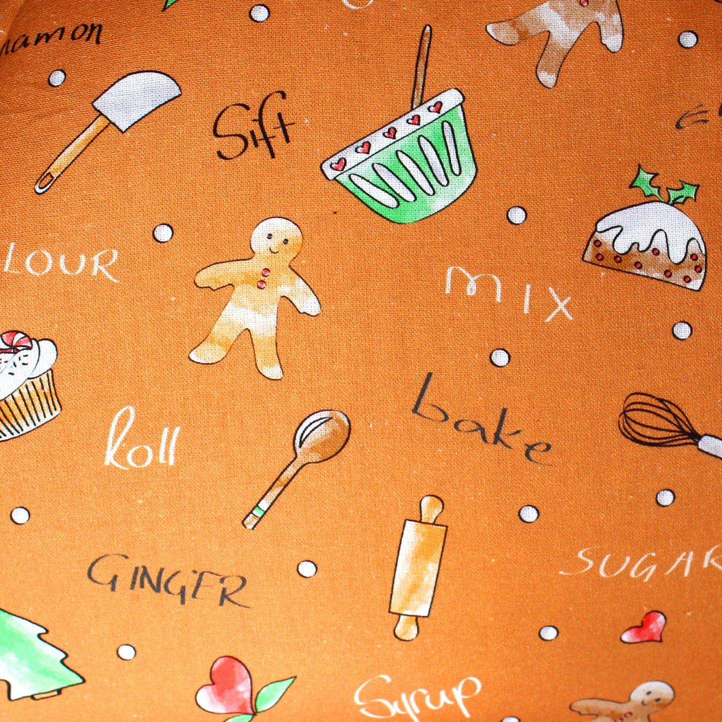 Gingerbread Guinea Pig Hidey Hut, close up view of the gingerbread cotton fabric