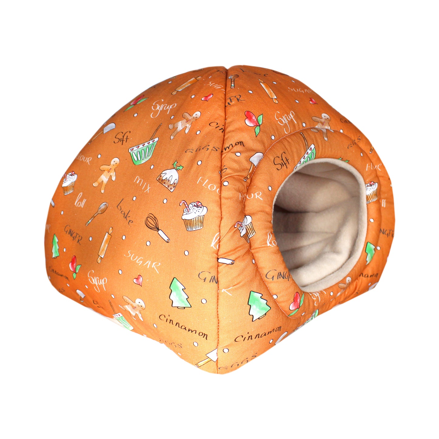 Gingerbread Guinea Pig Hidey Hut, front side view empty
