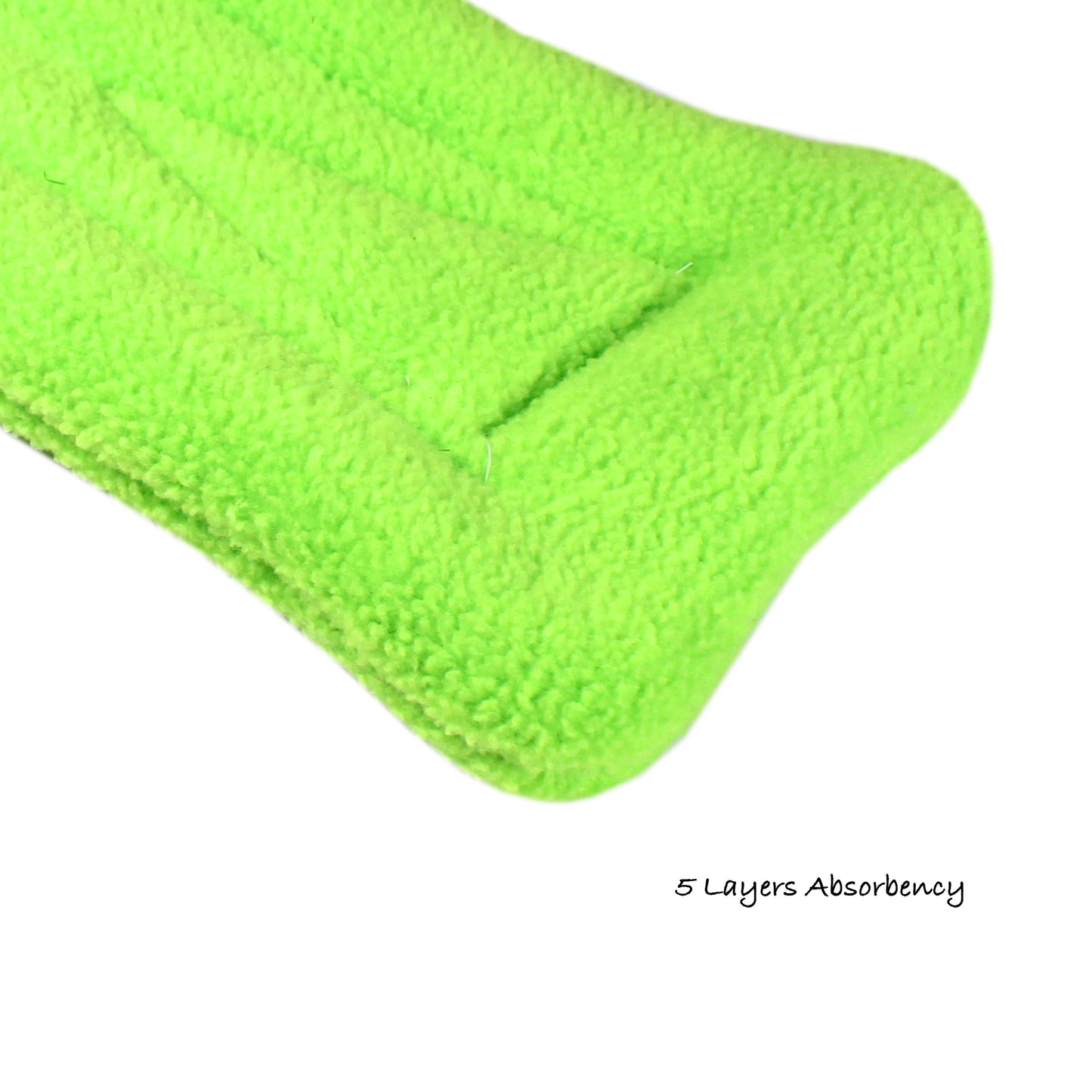 Green Gingham Guinea Pig Squish Tunnel, close up view of the 5 layer pee pad