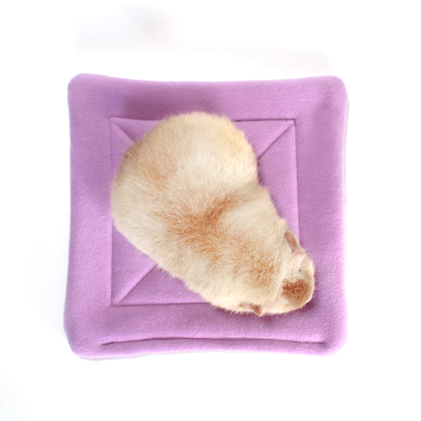 Large Lilac Square Pee Pad for Guinea Pigs, top view of the pee mat with a guinea on for sizing