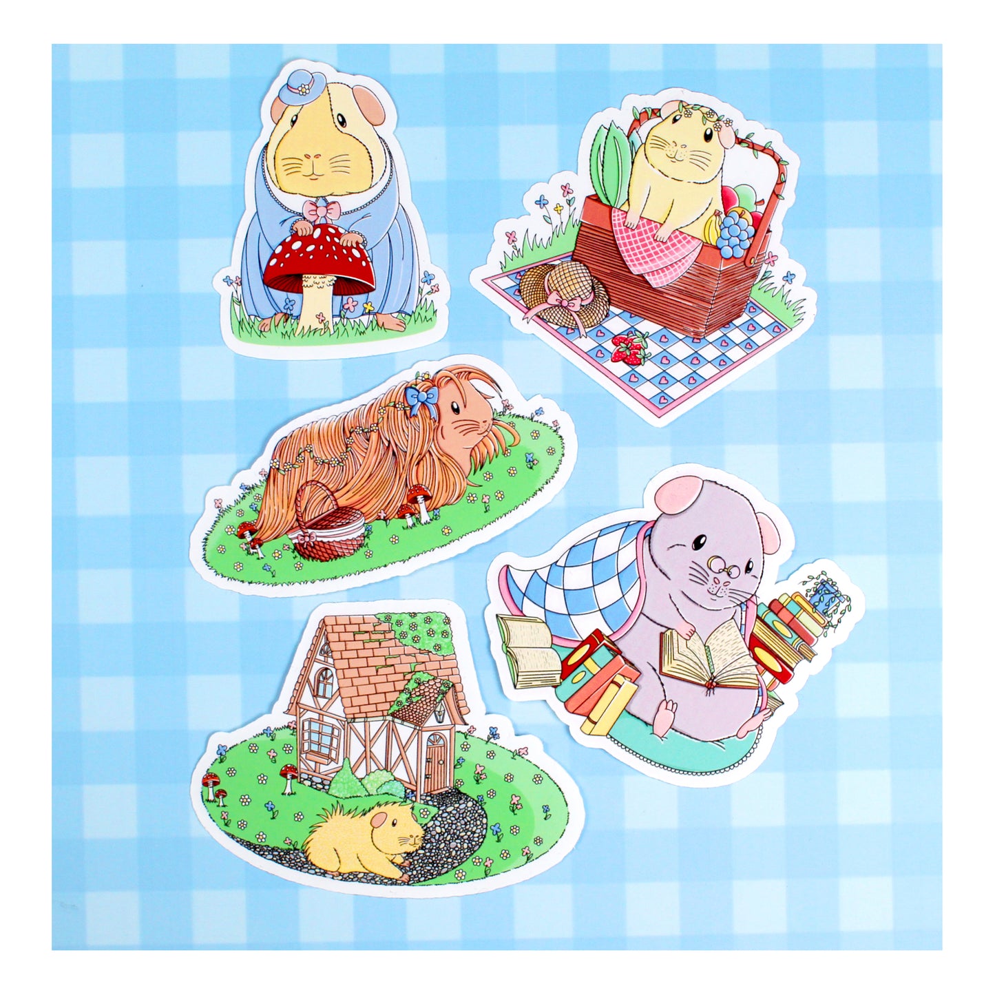 Small Cottagecore Guinea Pig Sticker Pack