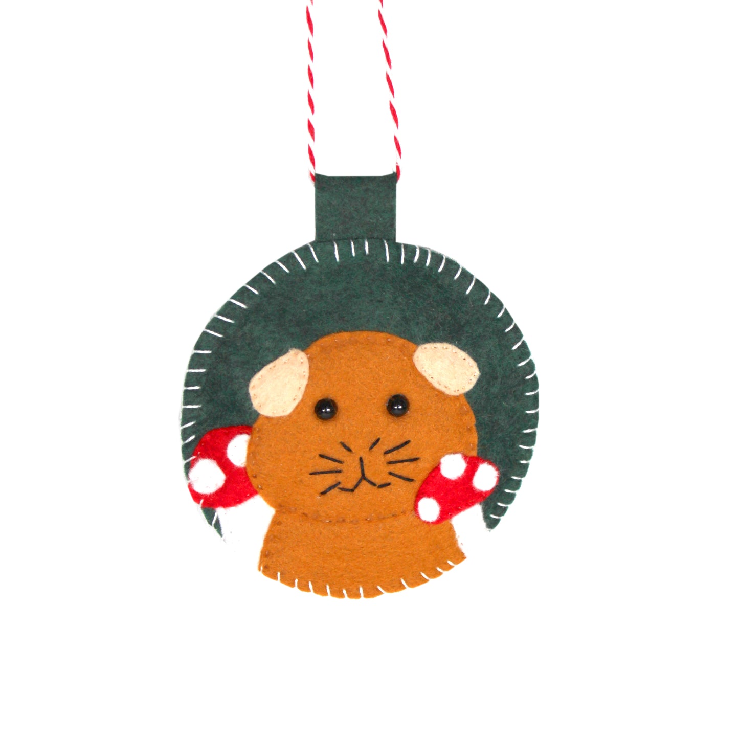 Felt Guinea Pig With Mushroom Ornament