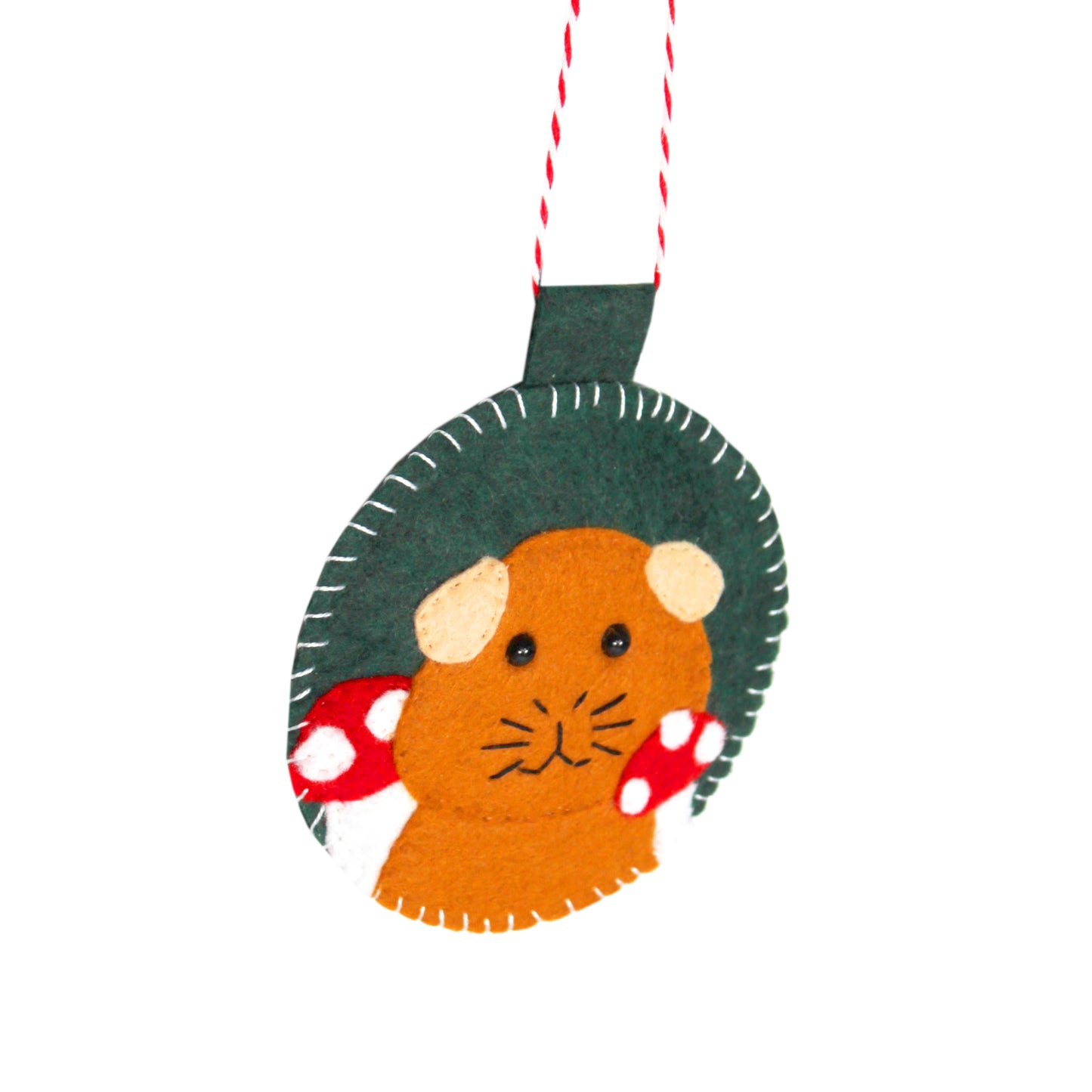 Felt Guinea Pig With Mushroom Ornament