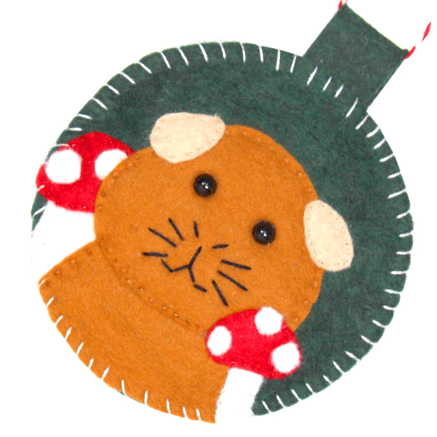 Felt Guinea Pig With Mushroom Ornament