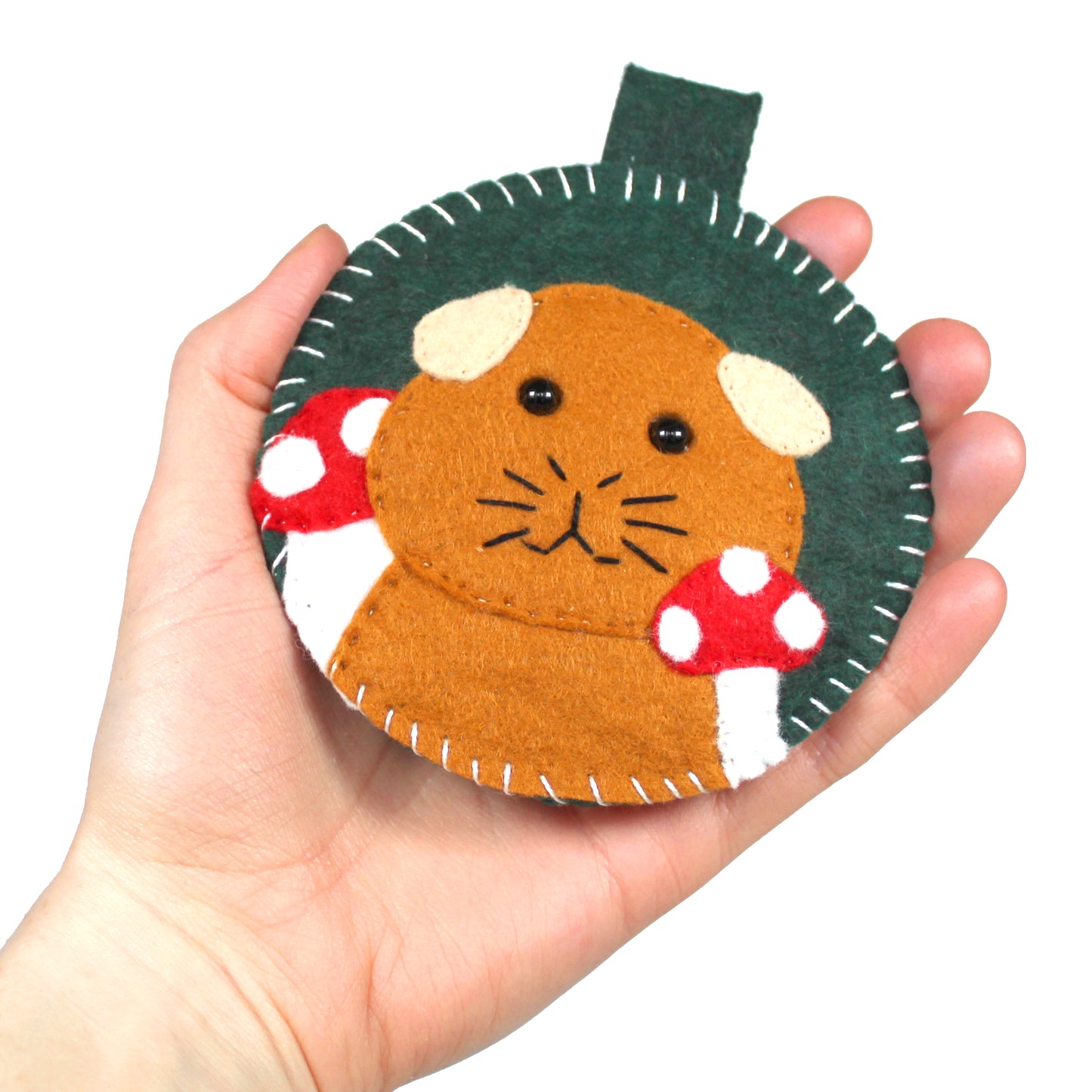 Felt Guinea Pig With Mushroom Ornament
