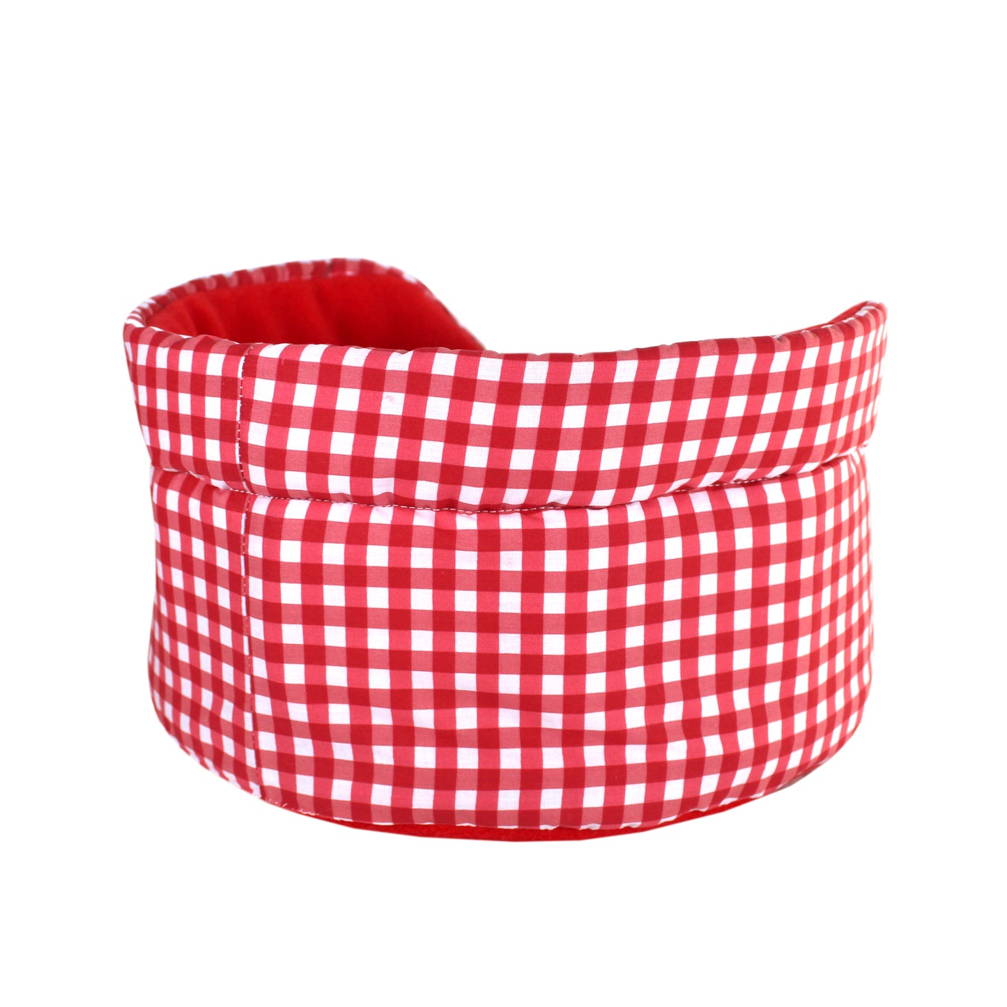 Red Gingham Guinea Pig Accessory Set, rear view of the small animal bed
