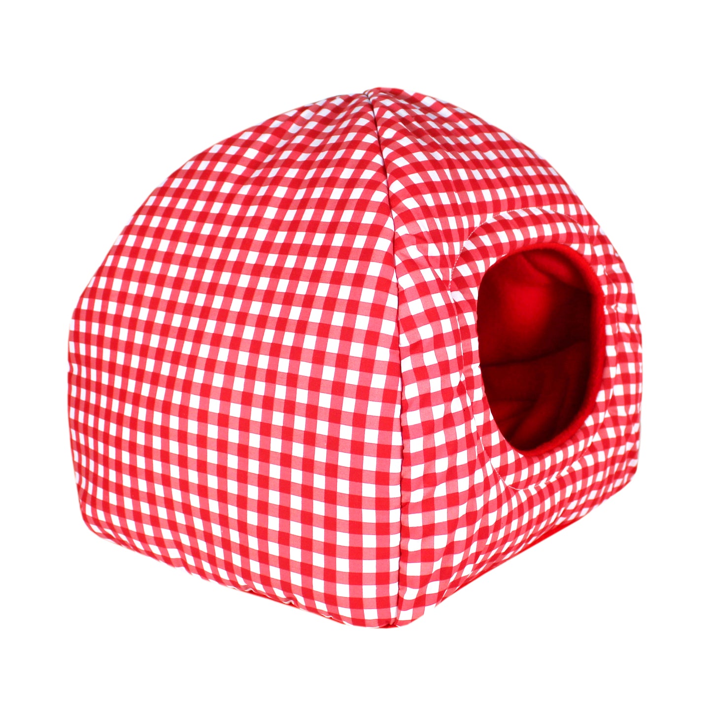 Red Gingham Guinea Pig Accessory Set, front side view of the guinea pig hide