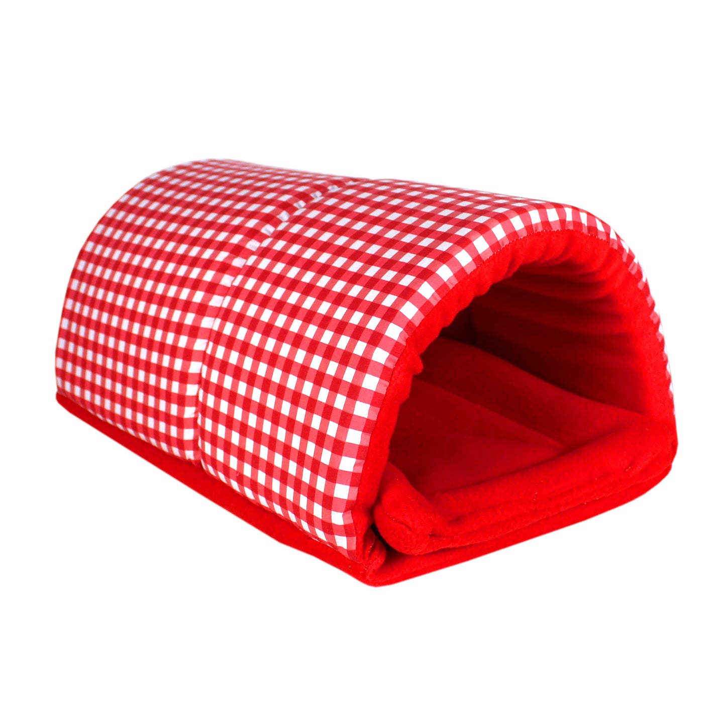 Red Gingham Guinea Pig Accessory Set, front view of the tunnel for guinea pigs