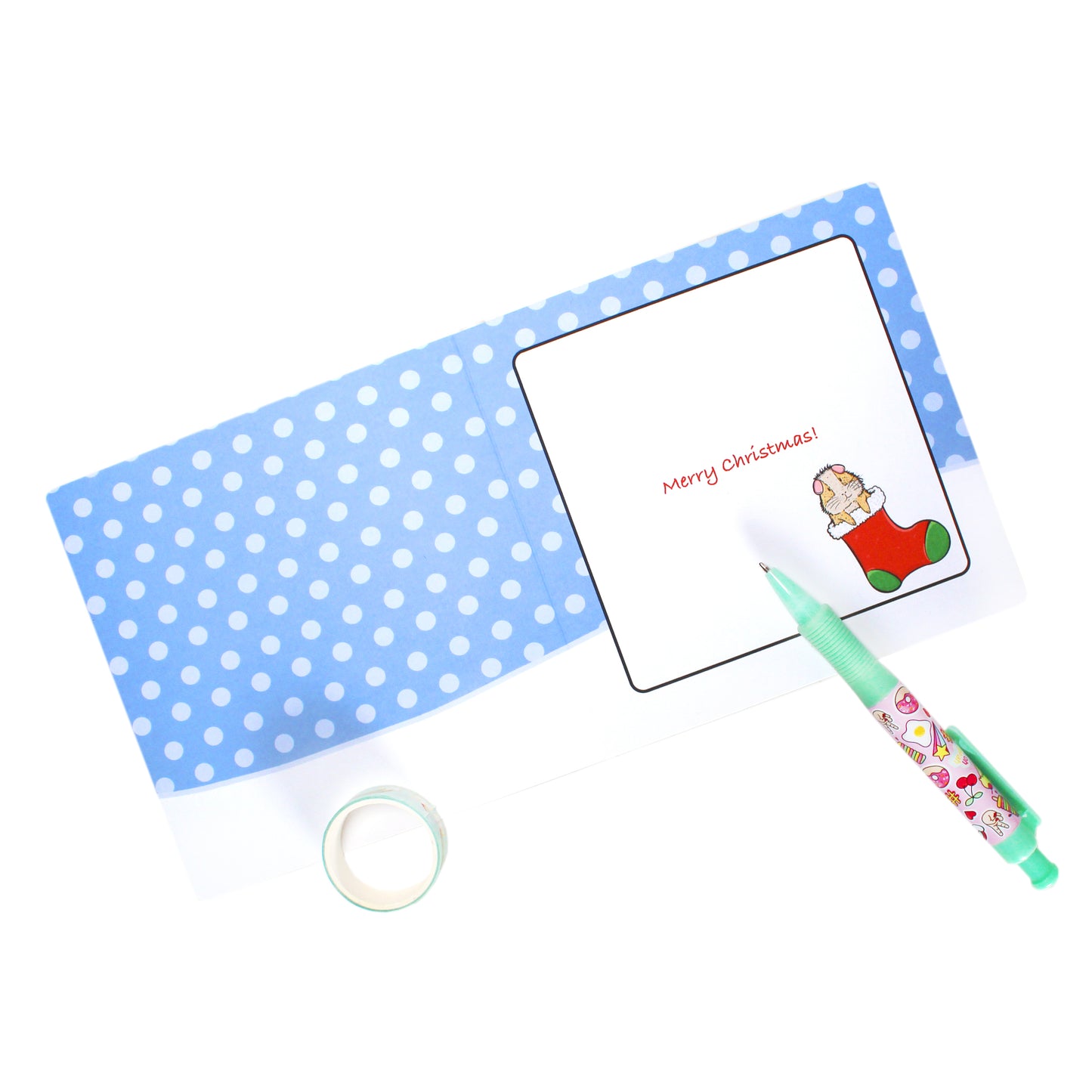 Guinea Pig In Christmas Stocking Greetings Card