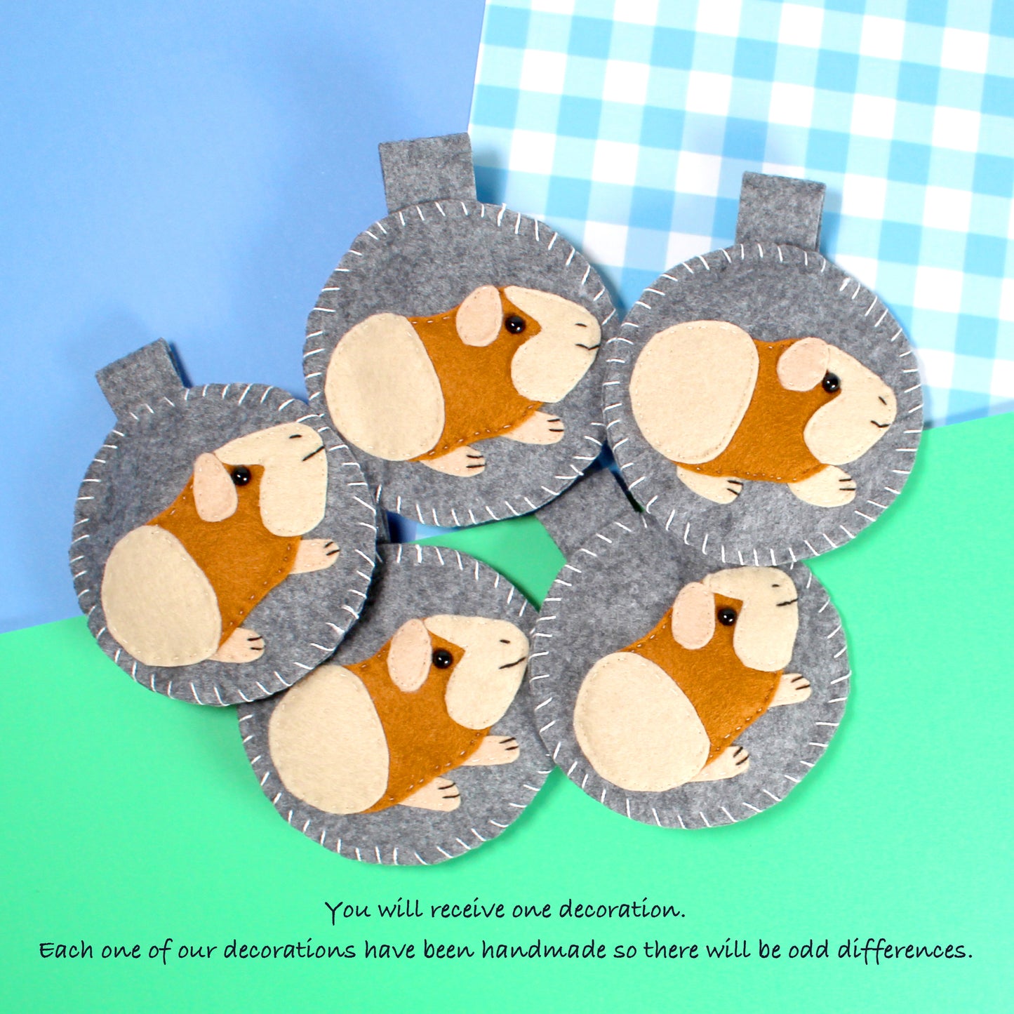 Felt Guinea Pig Cream & Caramel Decoration