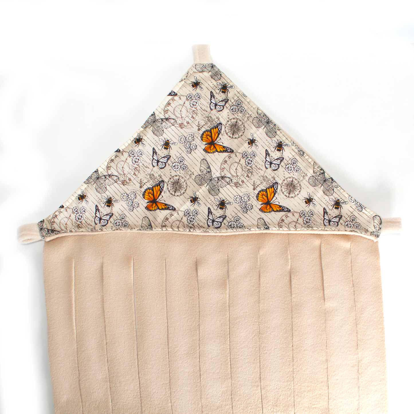 Steampunk Butterfly Corner Fleece Forest, top view showing the Victorian steampunk design