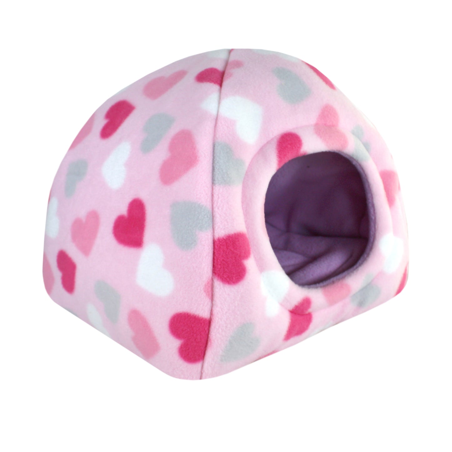Pastel Hearts Guinea Pig Accessory Set, side view of the hidey house