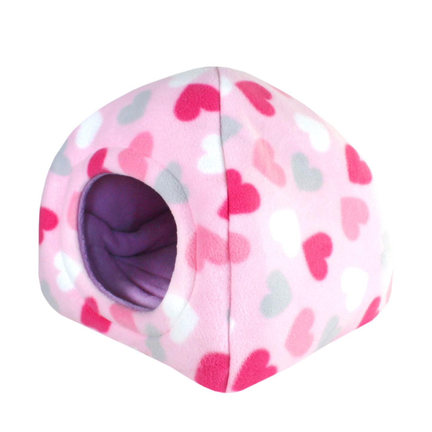 Pastel Hearts Guinea Pig Accessory Set, opposite side view of the hidey hut