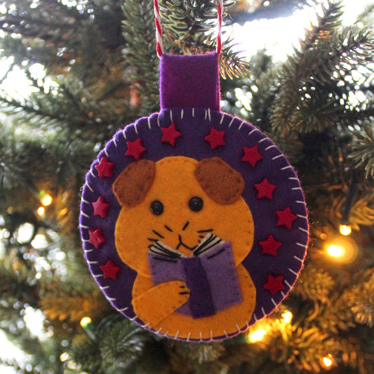 Bookish Ginger Guinea Pig Felt Decoration