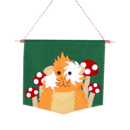 Felt Abyssinian Guinea Pig & Mushroom Wall Flag