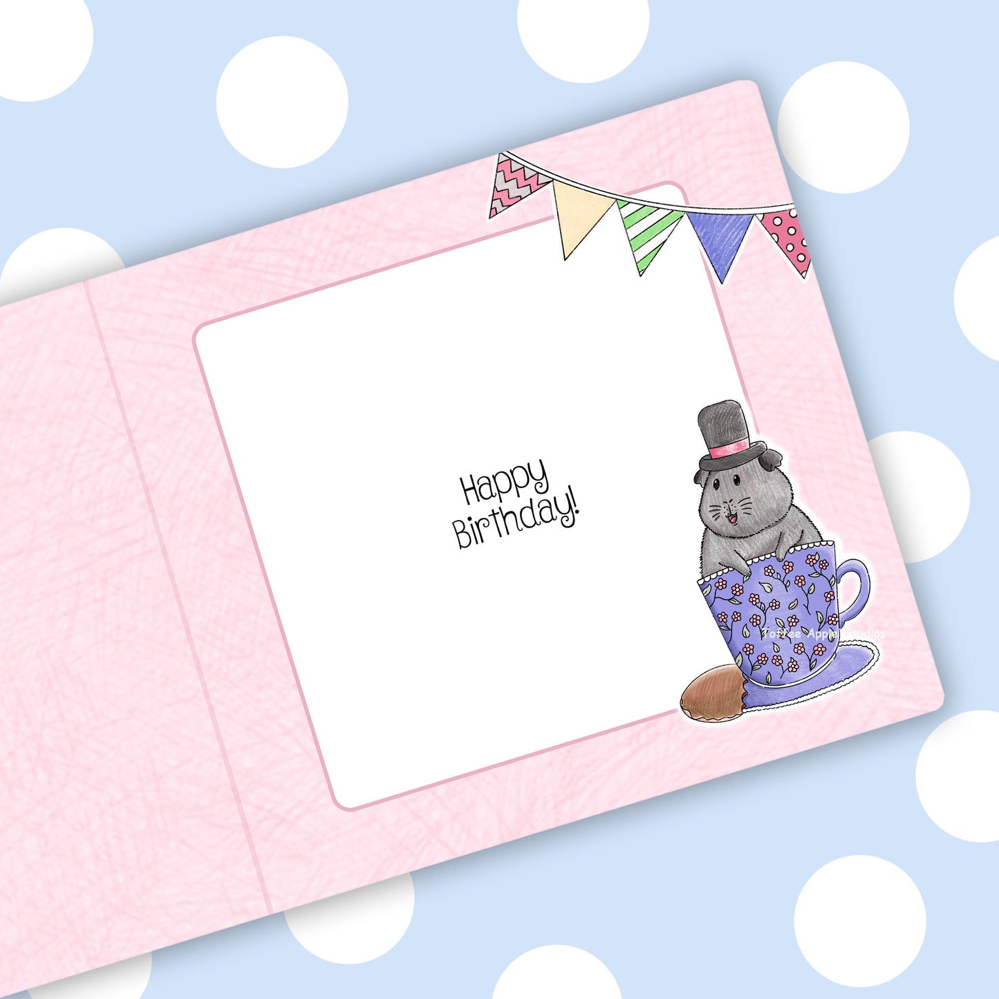 Guinea Pig Tea Party - Personalised Greetings Card