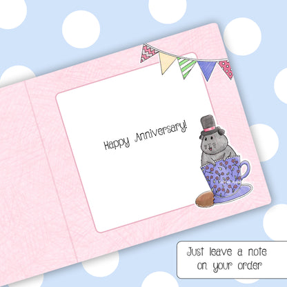 Guinea Pig Tea Party - Personalised Greetings Card