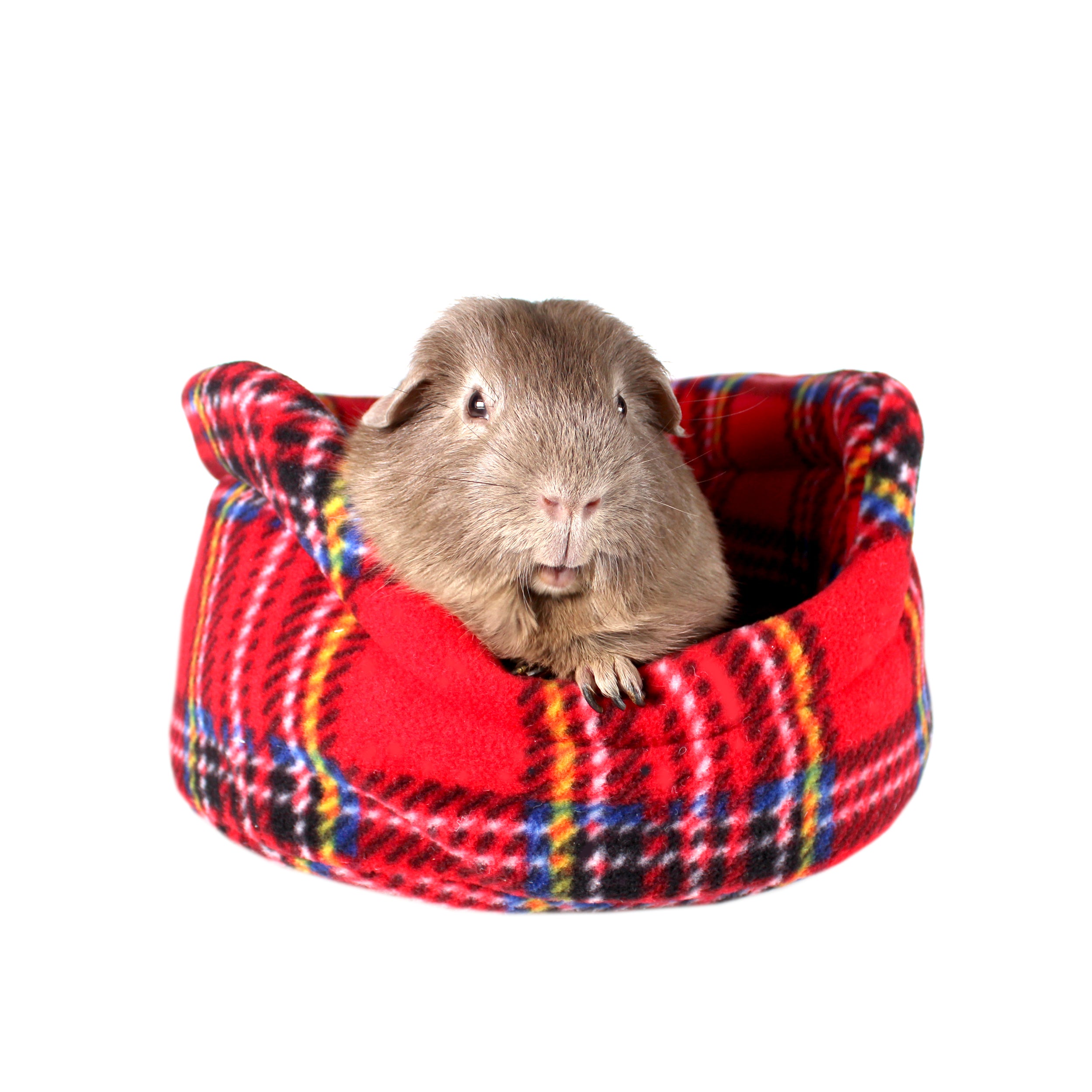 Red Tartan Guinea Pig Cuddle Cup Cozy Fleece Bed for Guinea Pigs