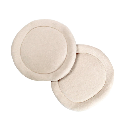 Pair Of Circle Beige Pee Pads, top view of the wee wee pads