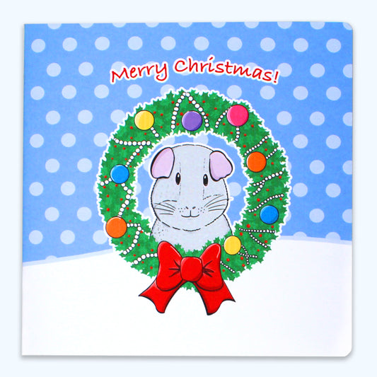 Guinea Pig In a Festive Wreath - Christmas Greetings Card