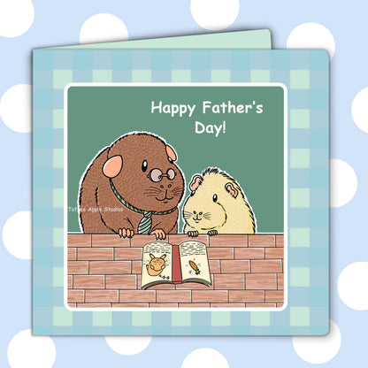 Personalised Guinea Pig Father's Day Card, front of the greeting card showing the hand illustrated image