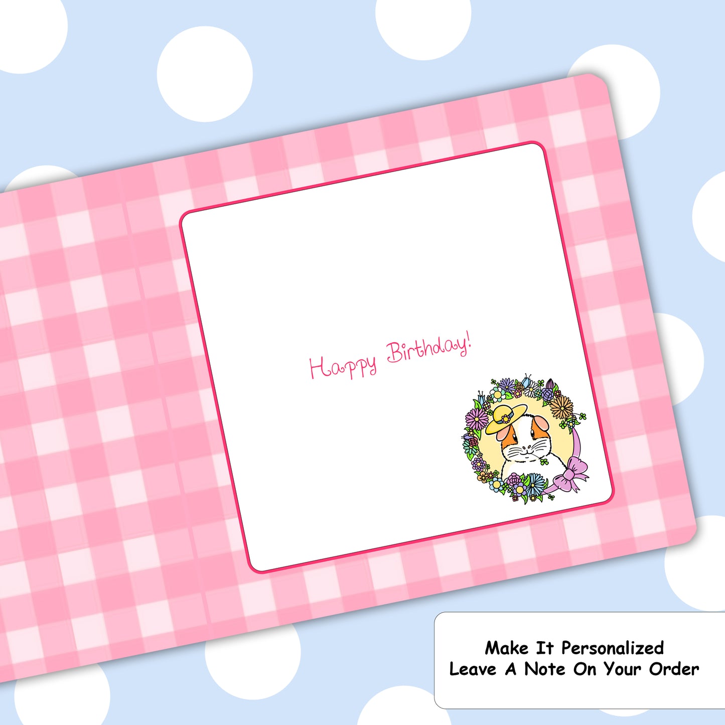 Floral Guinea Pig Blank Greetings Card