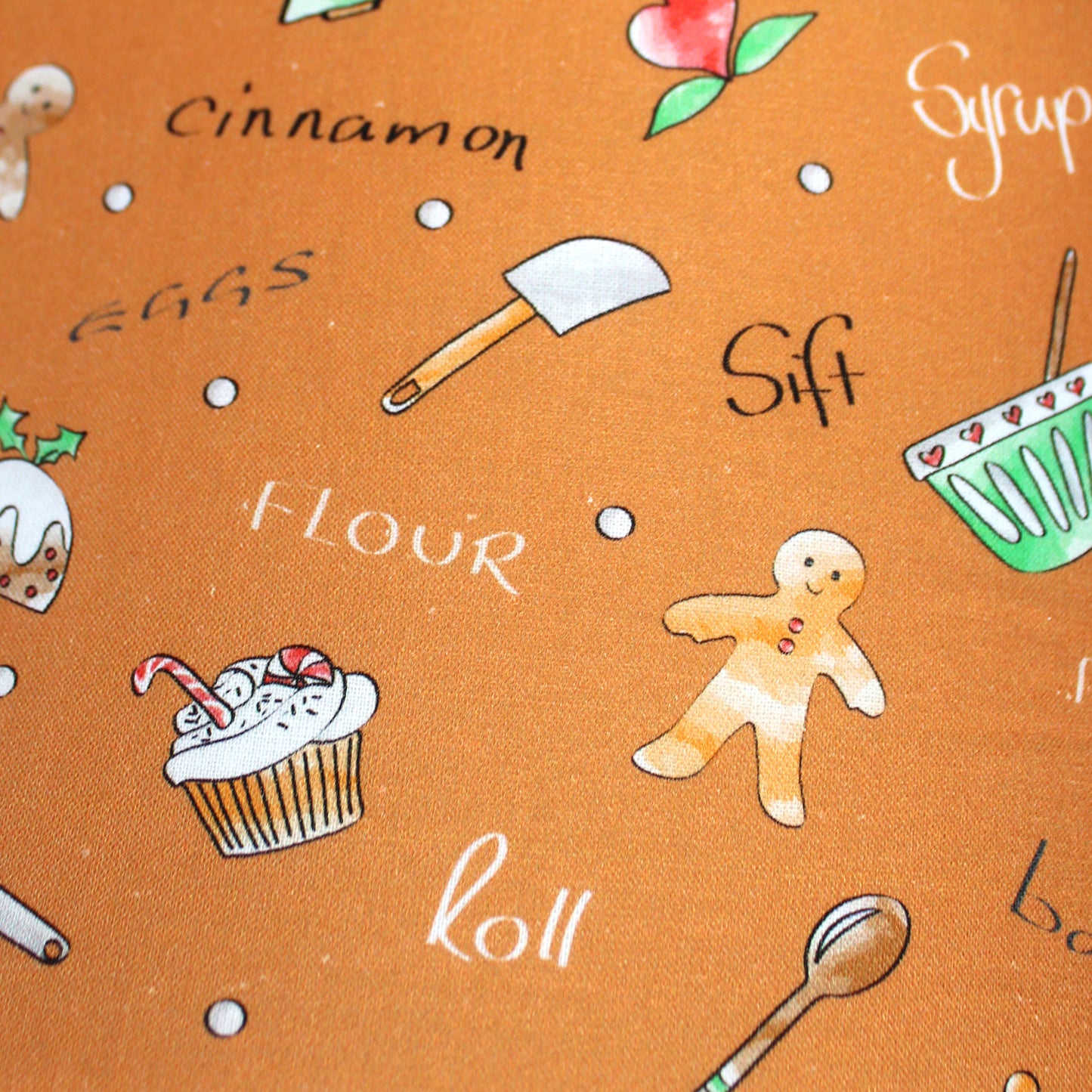 Gingerbread Snuggle Tunnel for Guinea Pigs, close up of the gingerbread cotton fabric