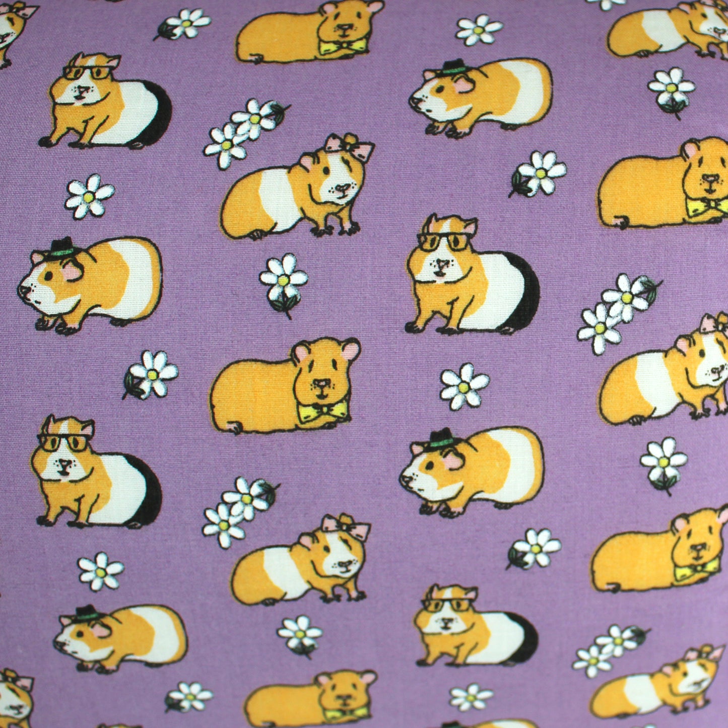 Lilac Guinea Pig Pattern Squish Tunnel, close up of the lilac guinea pig cotton fabric