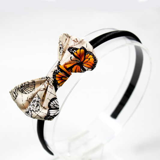 Steampunk Butterfly Headband, close up of the Bow on the head band for women