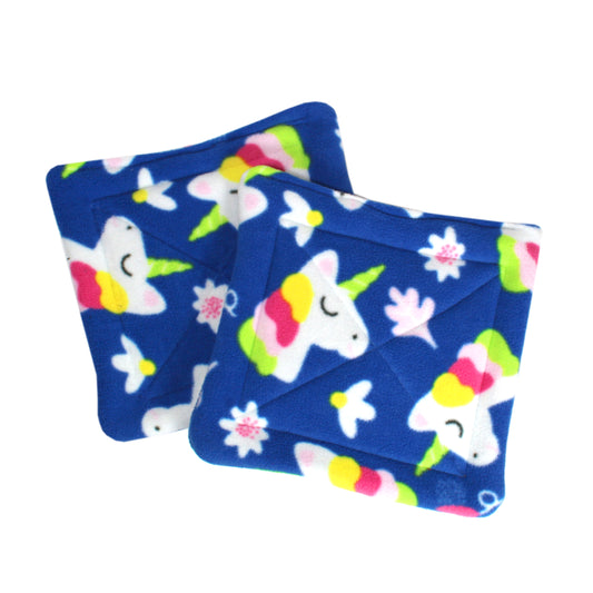 Pair Of Absorbent Unicorn Fleece Pee Pads For Guinea Pigs