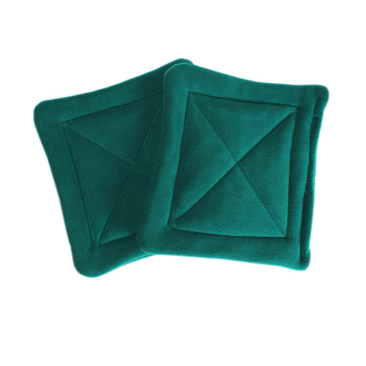 Pair Of Absorbent Teal Fleece Pee Pads For Guinea Pigs, top view of the pee pads for guinea pigs