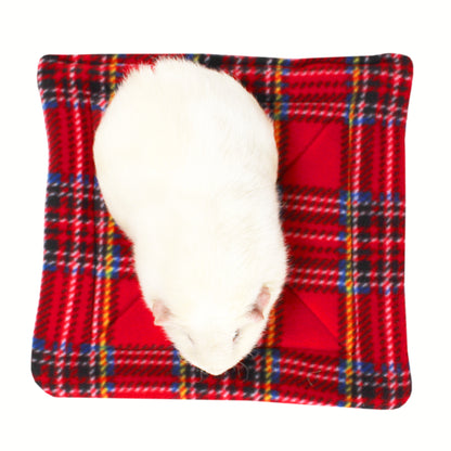 Large Red Tartan Guinea Pig Pee Pad, over head view of the pee mat for guinea pigs