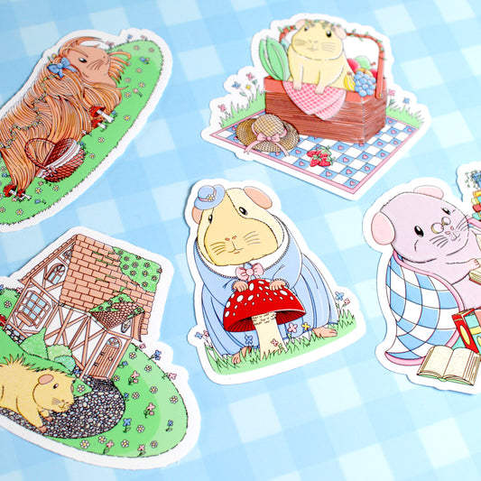 Small Cottagecore Guinea Pig Sticker Pack