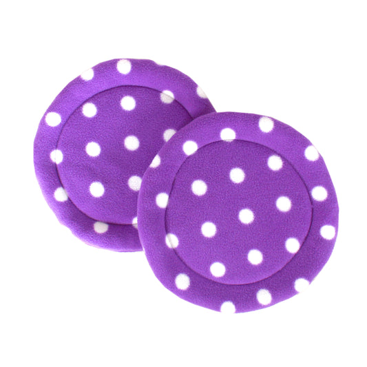Pair Of Purple Polka Dot Circle Pee Pads, top view of the guinea pig wee wee pads