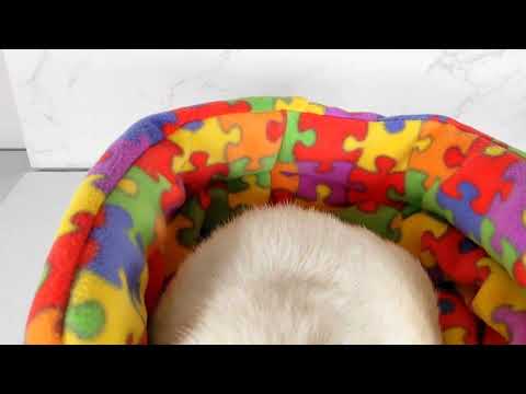 Jigsaw Puzzle Guinea Pig Bed, youtube video shocasing the cuddle cup with a guinea pig inside