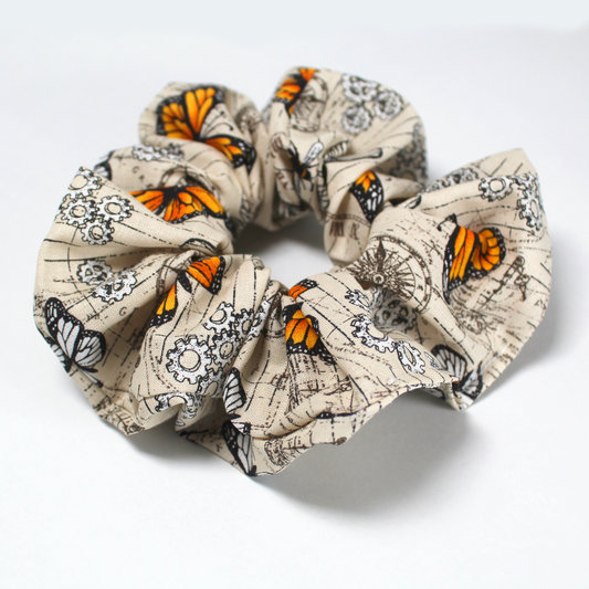 Steampunk Butterfly Hair Scrunchie, close up of the hair accessories