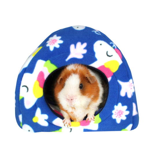 Unicorn Hidey Hut For Guinea Pigs, front view with guinea pig