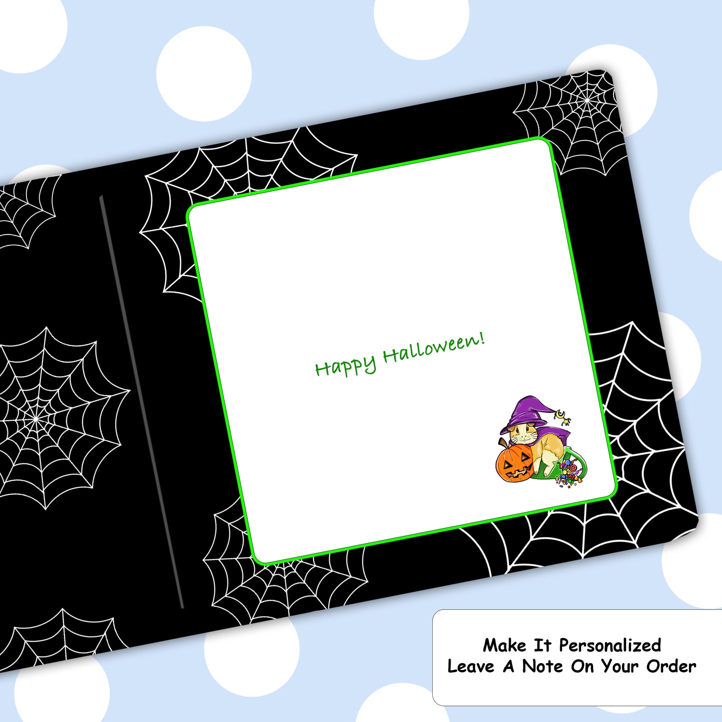 Halloween Guinea Pig Witch Greetings Card