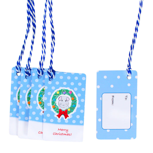 Guinea Pig In Wreath Set Of 10 Gift Tags